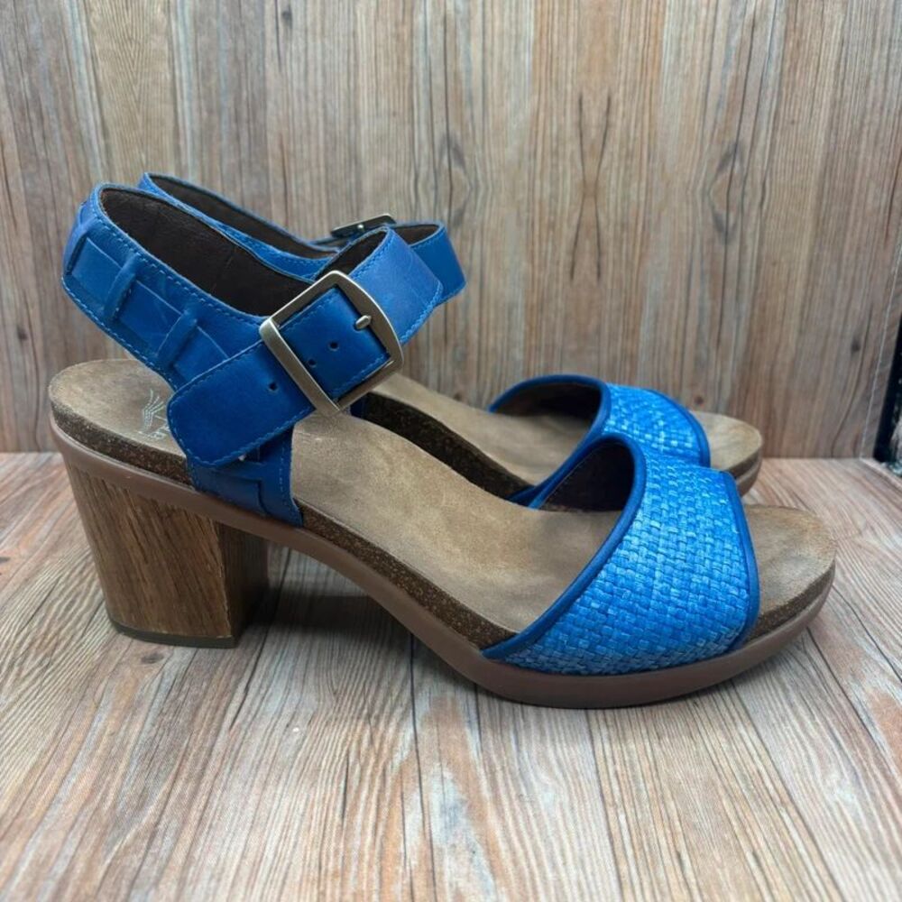 Dansko Debby Ankle Strap Buckle Heel Sandals Blue EU 42